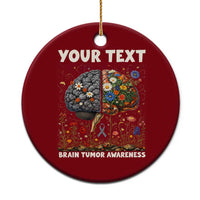 Personalized Brain Tumor Warrior Ceramic Ornament Custom Name Gray Ribbon Brain Cancer Awareness