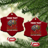 Personalized Brain Tumor Warrior Ceramic Ornament Custom Name Gray Ribbon Brain Cancer Awareness