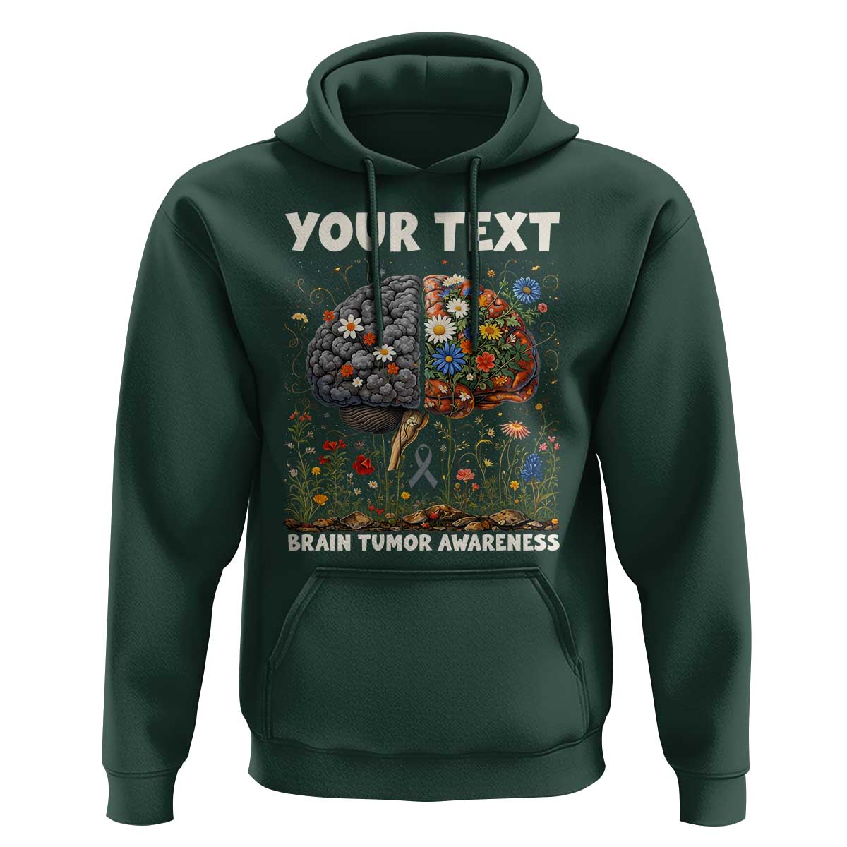 Personalized Brain Tumor Warrior Hoodie Custom Name Gray Ribbon Brain Cancer Awareness