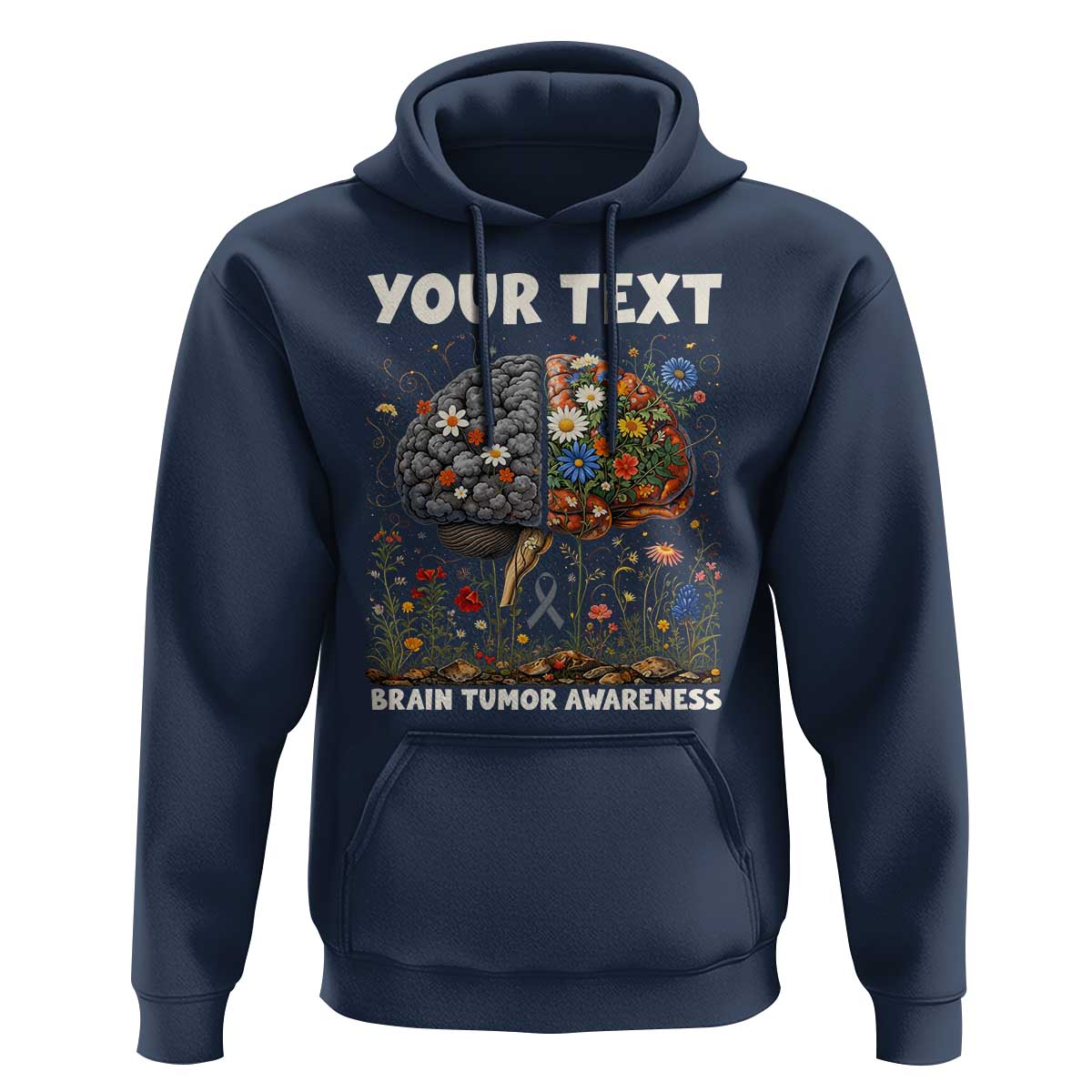 Personalized Brain Tumor Warrior Hoodie Custom Name Gray Ribbon Brain Cancer Awareness