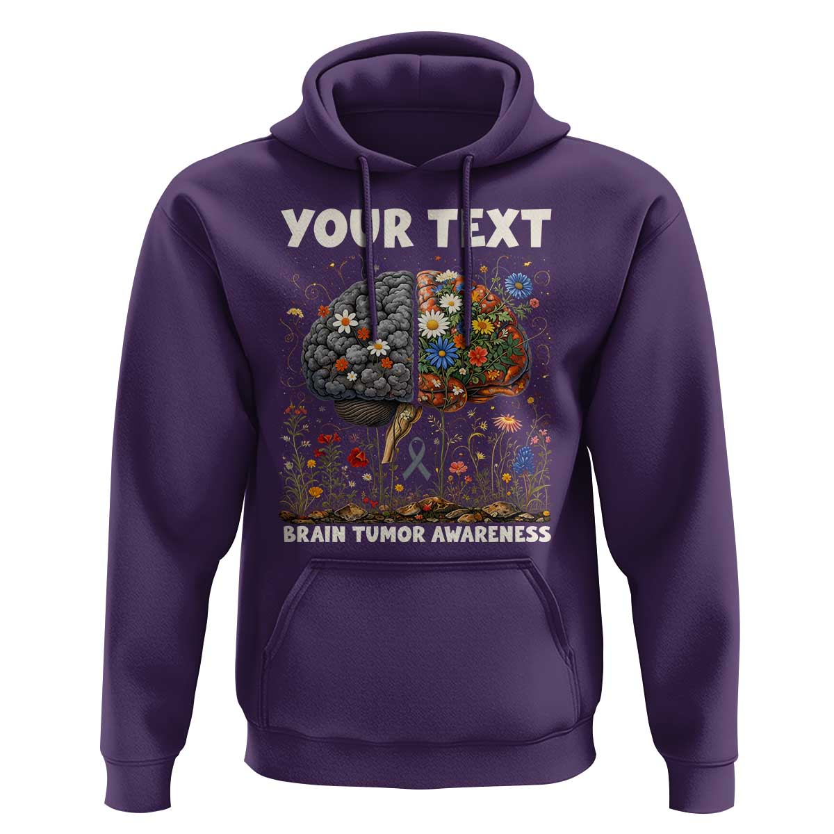 Personalized Brain Tumor Warrior Hoodie Custom Name Gray Ribbon Brain Cancer Awareness