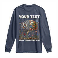 Personalized Brain Tumor Warrior Long Sleeve Shirt Custom Name Gray Ribbon Brain Cancer Awareness