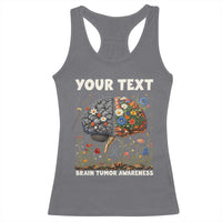 Personalized Brain Tumor Warrior Racerback Tank Top Custom Name Gray Ribbon Brain Cancer Awareness