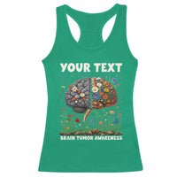 Personalized Brain Tumor Warrior Racerback Tank Top Custom Name Gray Ribbon Brain Cancer Awareness