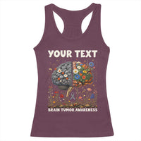 Personalized Brain Tumor Warrior Racerback Tank Top Custom Name Gray Ribbon Brain Cancer Awareness