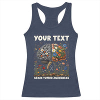 Personalized Brain Tumor Warrior Racerback Tank Top Custom Name Gray Ribbon Brain Cancer Awareness