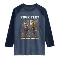 Personalized Brain Tumor Warrior Raglan Shirt Custom Name Gray Ribbon Brain Cancer Awareness