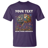 Personalized Brain Tumor Warrior T Shirt Custom Name Gray Ribbon Brain Cancer Awareness