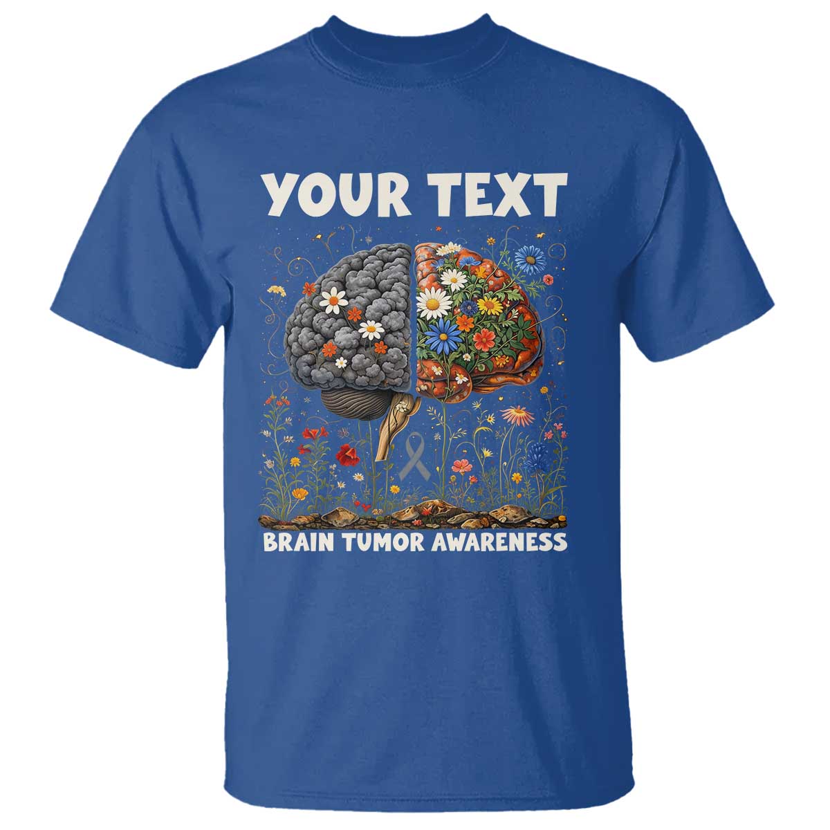 Personalized Brain Tumor Warrior T Shirt Custom Name Gray Ribbon Brain Cancer Awareness