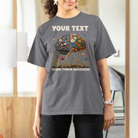 Personalized Brain Tumor Warrior T Shirt For Women Custom Name Gray Ribbon Brain Cancer Awareness