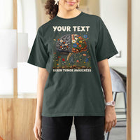 Personalized Brain Tumor Warrior T Shirt For Women Custom Name Gray Ribbon Brain Cancer Awareness