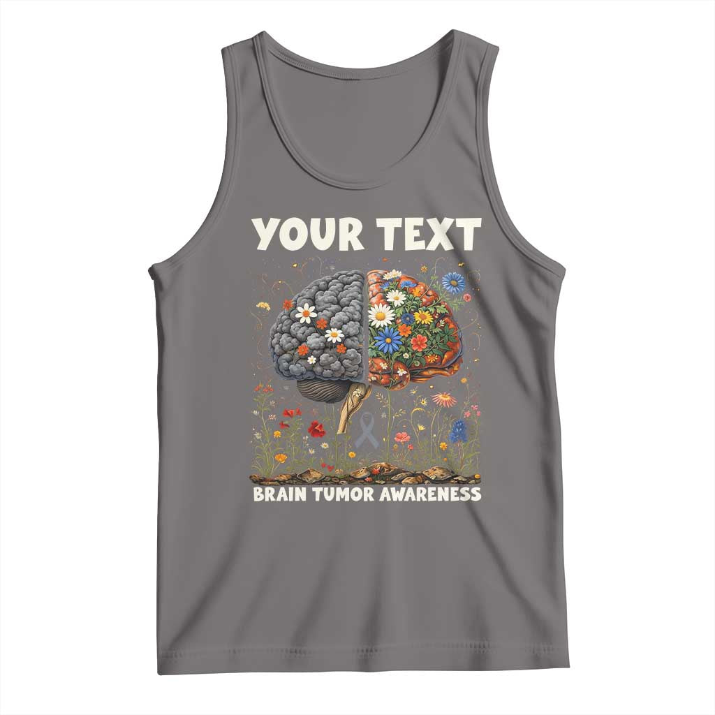Personalized Brain Tumor Warrior Tank Top Custom Name Gray Ribbon Brain Cancer Awareness