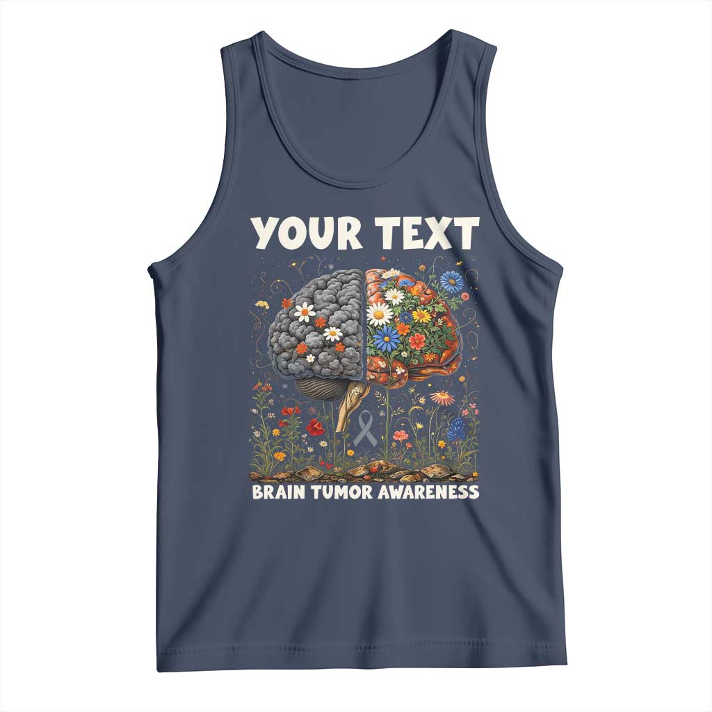 Personalized Brain Tumor Warrior Tank Top Custom Name Gray Ribbon Brain Cancer Awareness