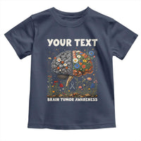 Personalized Brain Tumor Warrior Toddler T Shirt Custom Name Gray Ribbon Brain Cancer Awareness