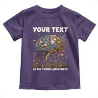 Personalized Brain Tumor Warrior Toddler T Shirt Custom Name Gray Ribbon Brain Cancer Awareness