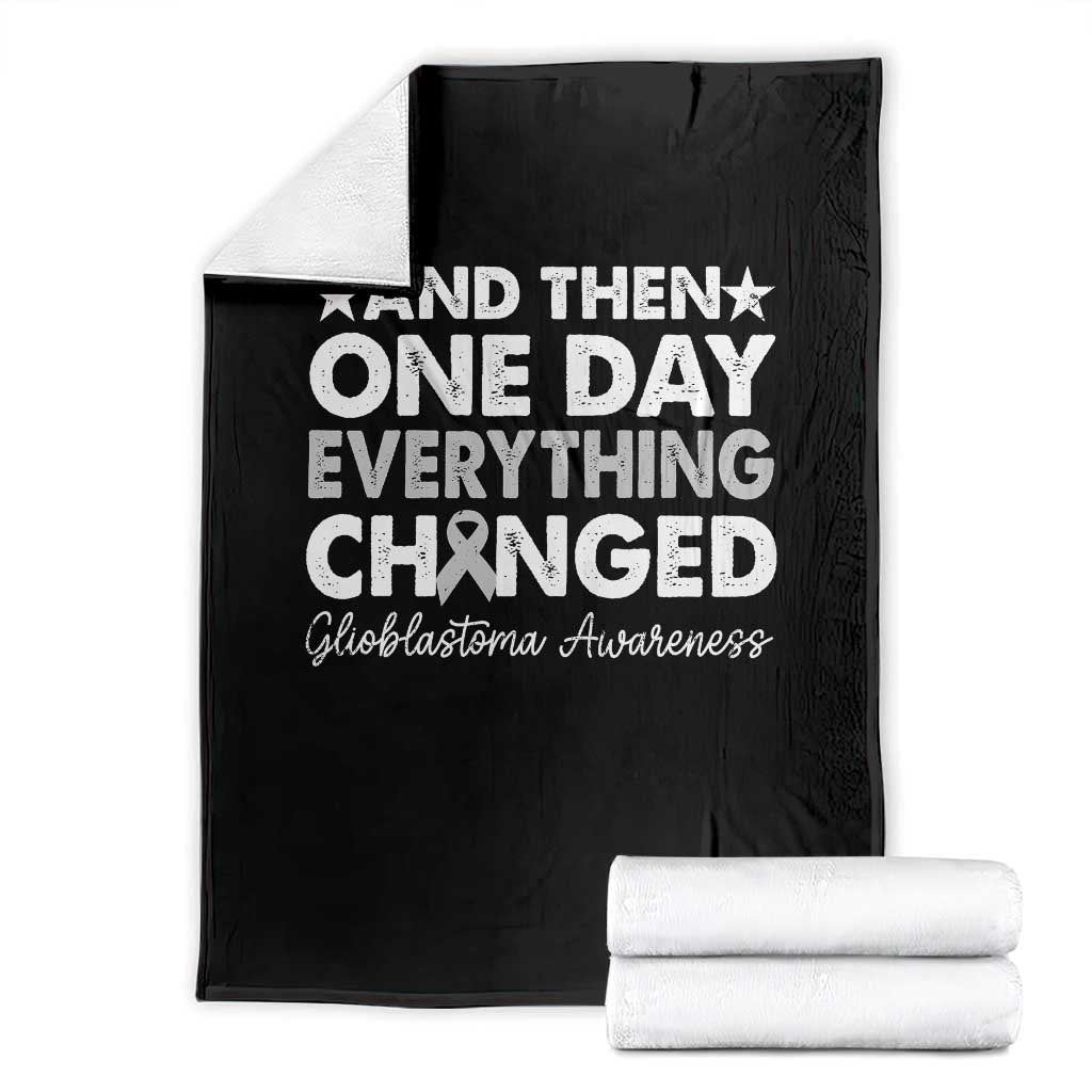 Glioblastoma Awareness Throw Blanket Retro Fight Brain Tumor Cure Gray Ribbon