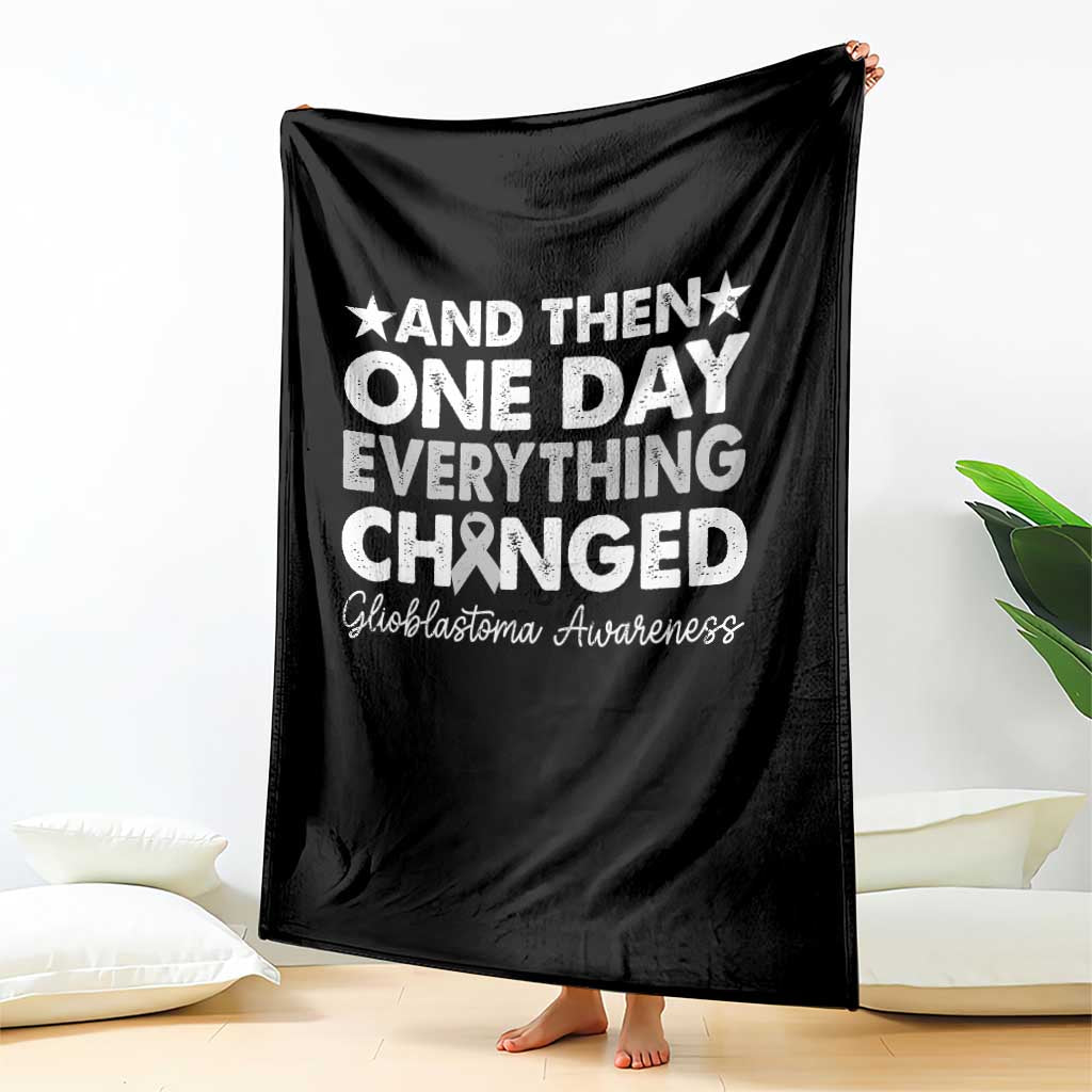 Glioblastoma Awareness Throw Blanket Retro Fight Brain Tumor Cure Gray Ribbon