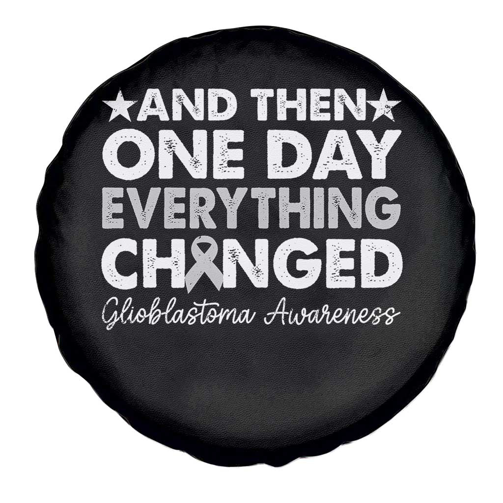Glioblastoma Awareness Spare Tire Cover Retro Fight Brain Tumor Cure Gray Ribbon