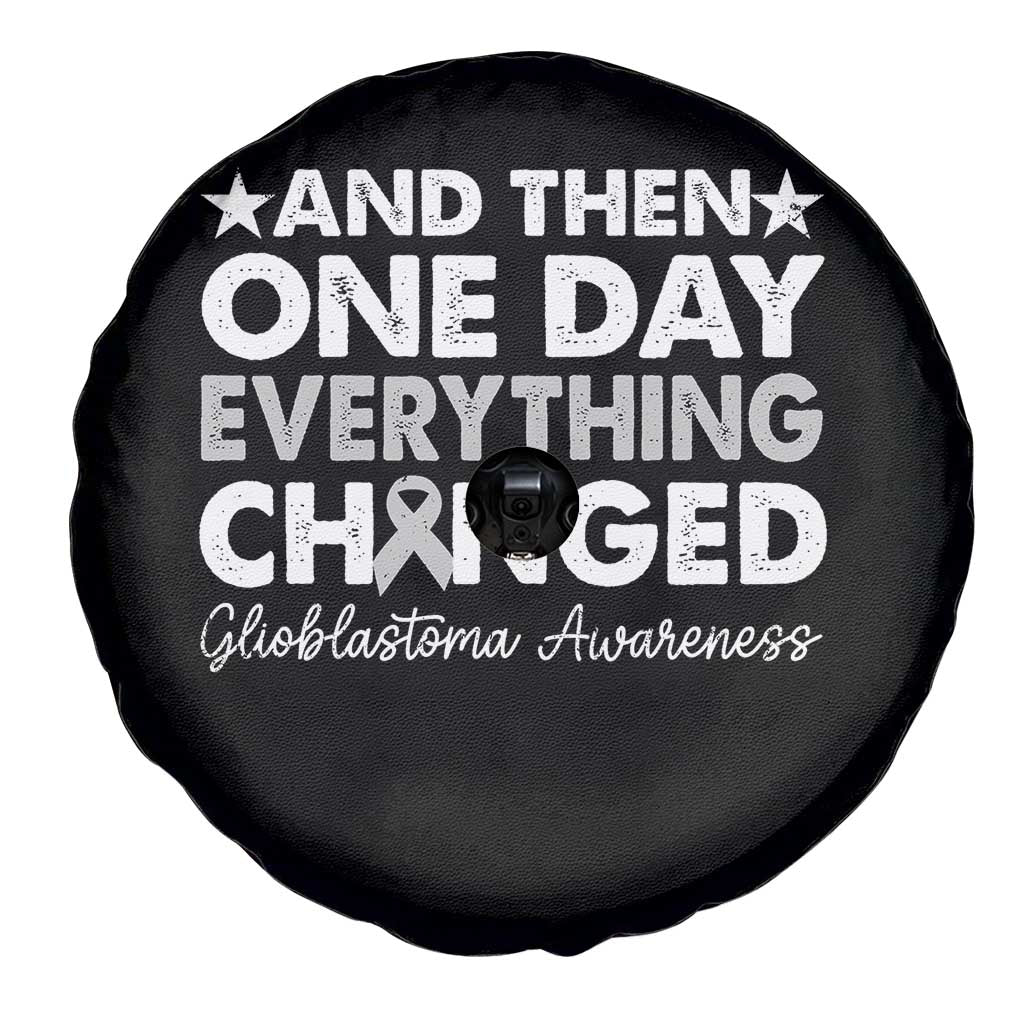 Glioblastoma Awareness Spare Tire Cover Retro Fight Brain Tumor Cure Gray Ribbon