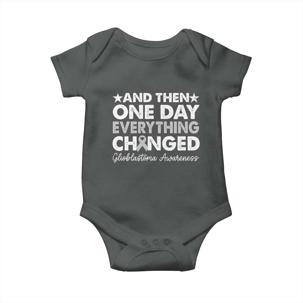 Glioblastoma Awareness Baby Onesie Retro Fight Brain Tumor Cure Gray Ribbon