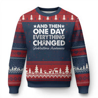 Glioblastoma Awareness Ugly Christmas Sweater Retro Fight Brain Tumor Cure Gray Ribbon