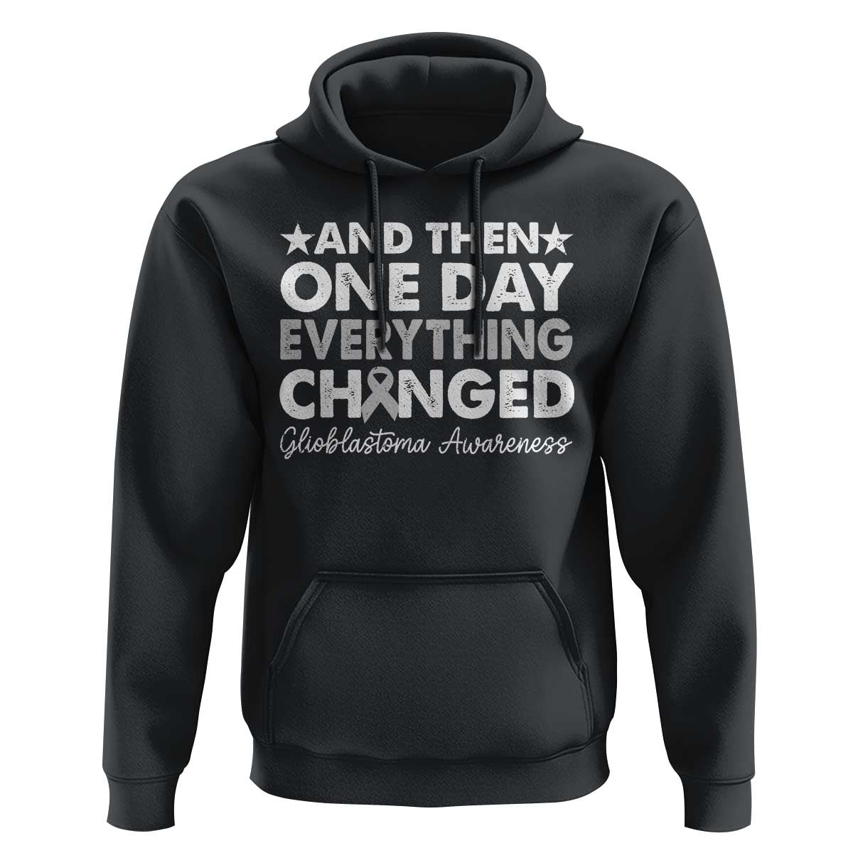 Glioblastoma Awareness Hoodie Retro Fight Brain Tumor Cure Gray Ribbon