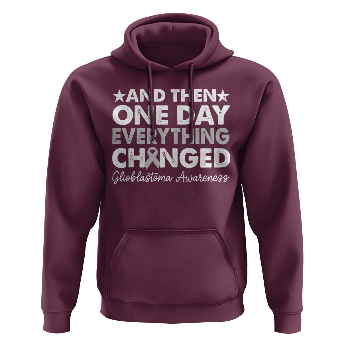 Glioblastoma Awareness Hoodie Retro Fight Brain Tumor Cure Gray Ribbon