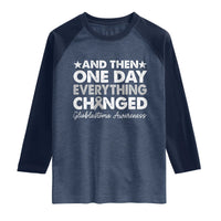 Glioblastoma Awareness Raglan Shirt Retro Fight Brain Tumor Cure Gray Ribbon