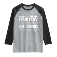 Glioblastoma Awareness Raglan Shirt Retro Fight Brain Tumor Cure Gray Ribbon