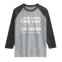 Glioblastoma Awareness Raglan Shirt Retro Fight Brain Tumor Cure Gray Ribbon