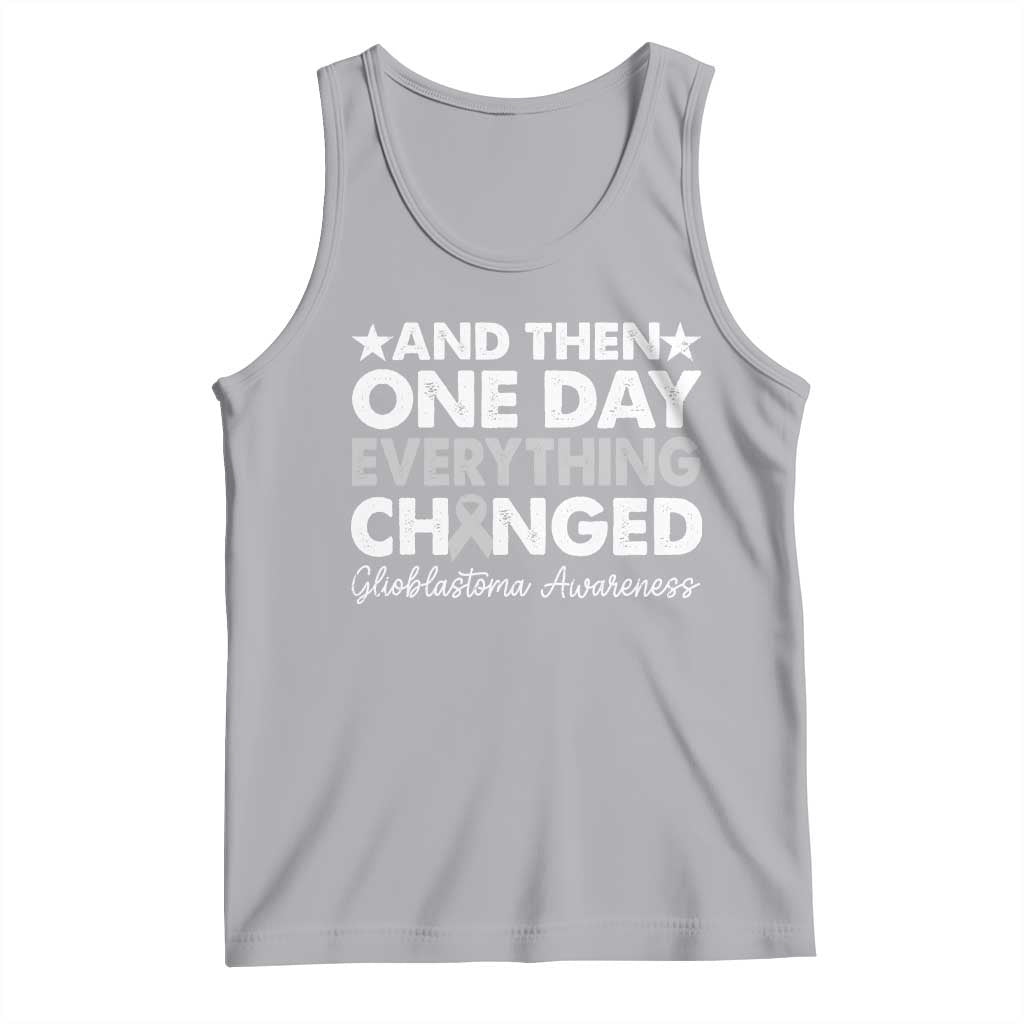 Glioblastoma Awareness Tank Top Retro Fight Brain Tumor Cure Gray Ribbon