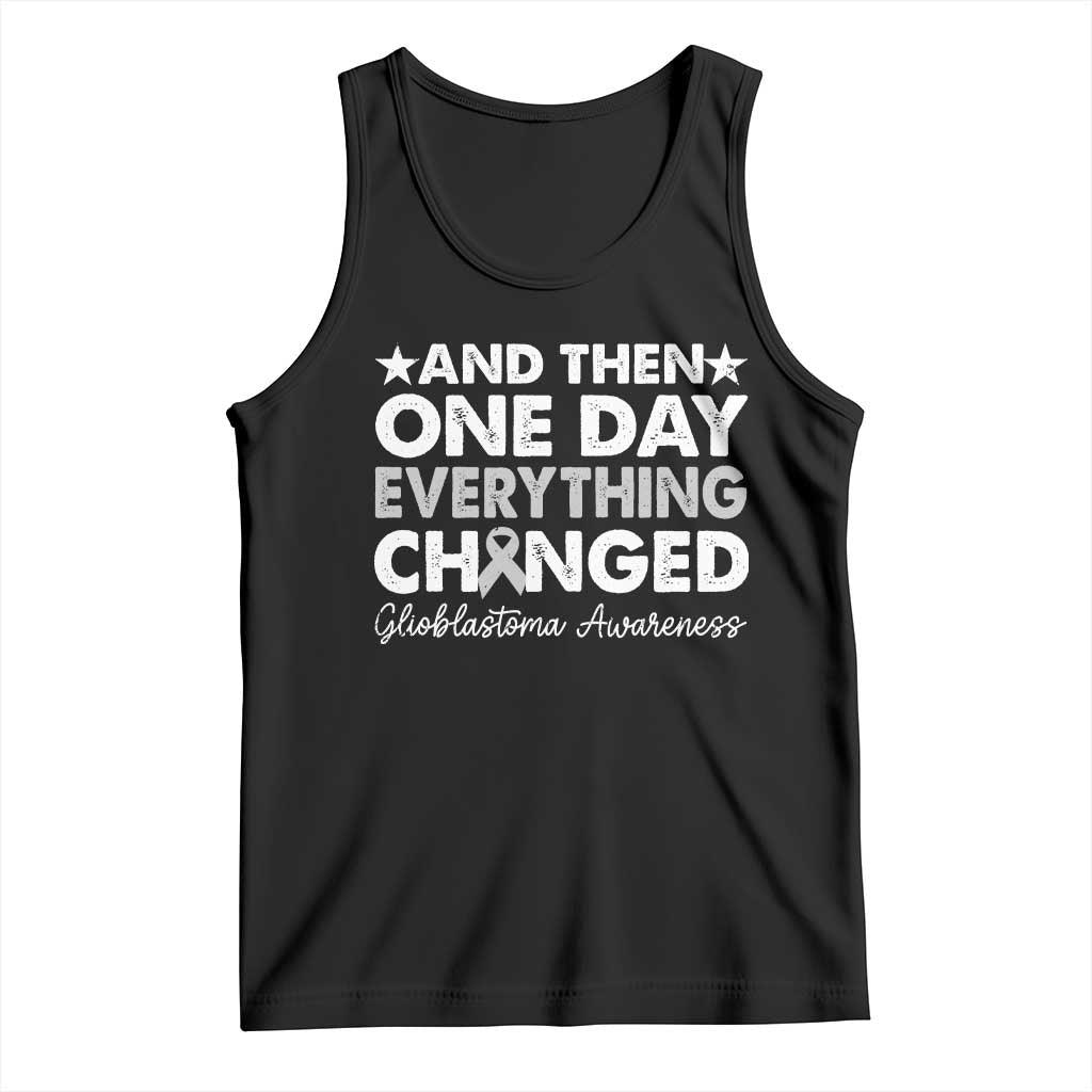 Glioblastoma Awareness Tank Top Retro Fight Brain Tumor Cure Gray Ribbon