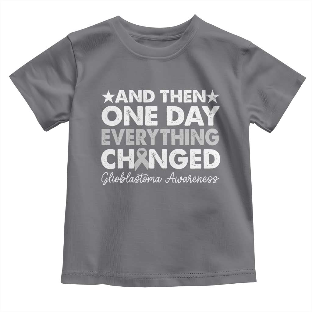 Glioblastoma Awareness Toddler T Shirt Retro Fight Brain Tumor Cure Gray Ribbon