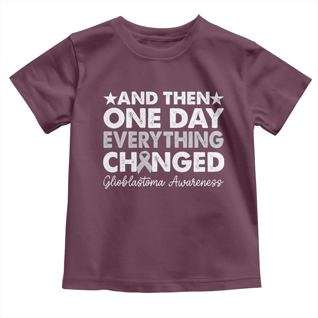 Glioblastoma Awareness Toddler T Shirt Retro Fight Brain Tumor Cure Gray Ribbon