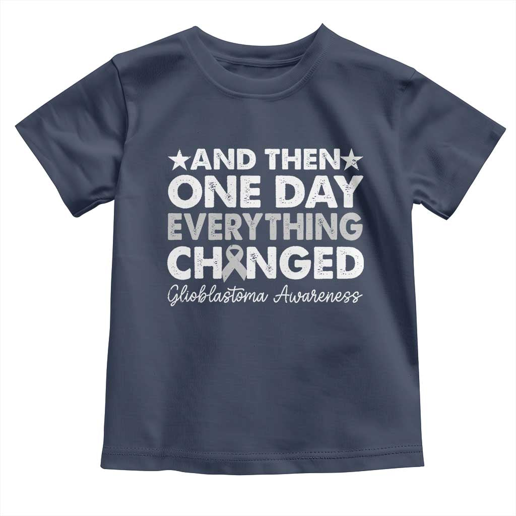 Glioblastoma Awareness Toddler T Shirt Retro Fight Brain Tumor Cure Gray Ribbon