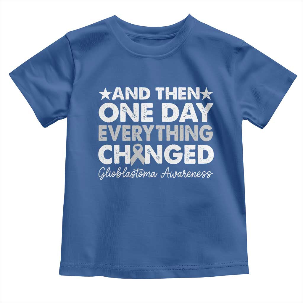 Glioblastoma Awareness Toddler T Shirt Retro Fight Brain Tumor Cure Gray Ribbon