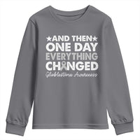 Glioblastoma Awareness Youth Sweatshirt Retro Fight Brain Tumor Cure Gray Ribbon