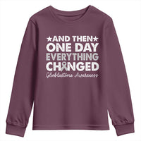 Glioblastoma Awareness Youth Sweatshirt Retro Fight Brain Tumor Cure Gray Ribbon