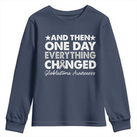 Glioblastoma Awareness Youth Sweatshirt Retro Fight Brain Tumor Cure Gray Ribbon