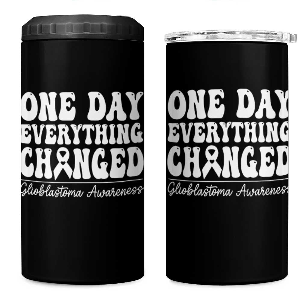 Glioblastoma Awareness 4 in 1 Can Cooler Tumbler Fight Brain Tumor Cure Groovy