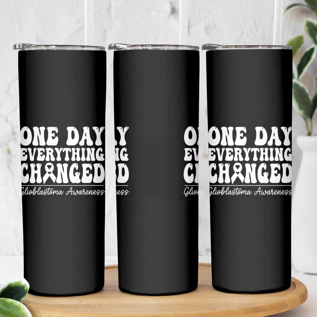 Glioblastoma Awareness Skinny Tumbler Fight Brain Tumor Cure Groovy