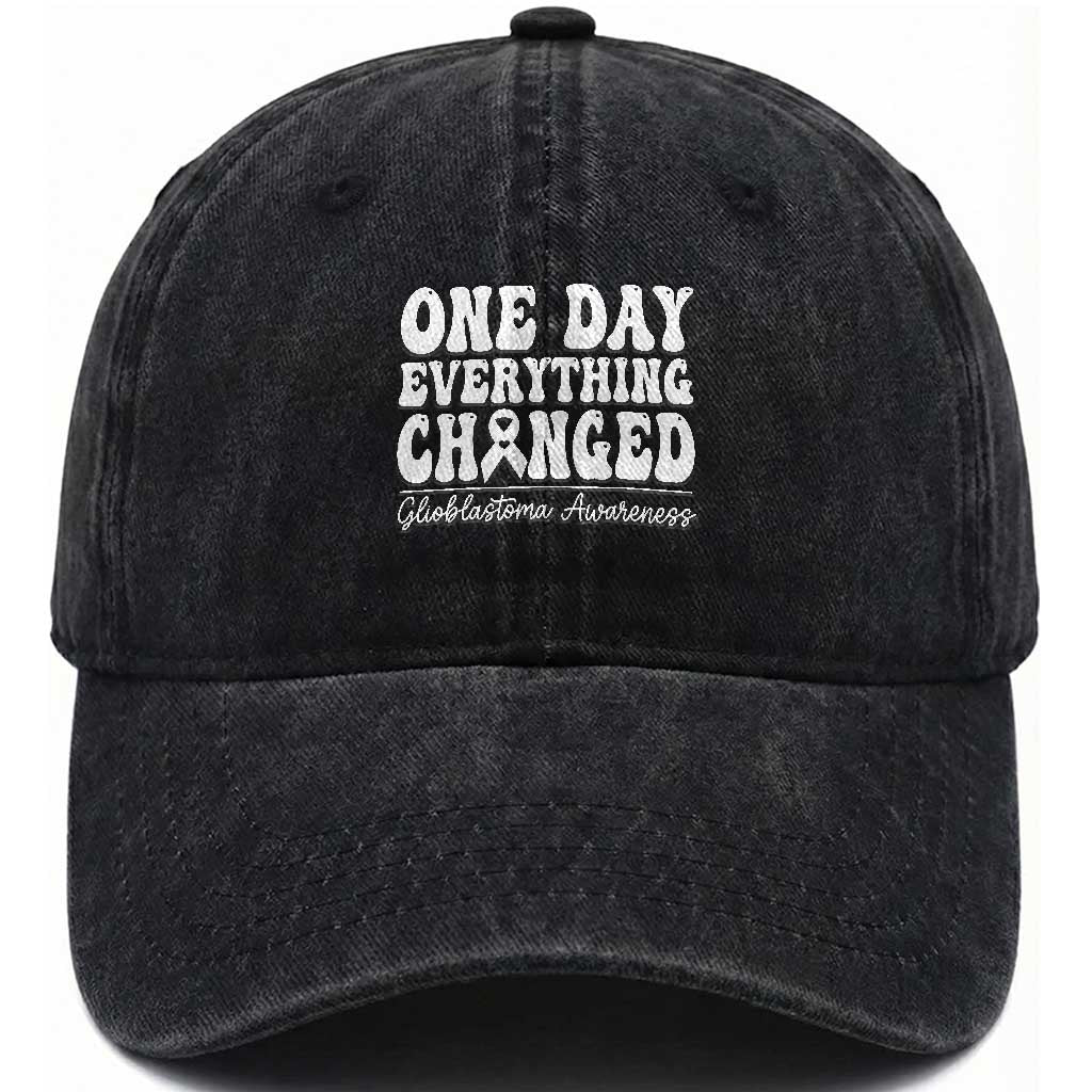 Glioblastoma Awareness Washed Cotton Baseball Cap Fight Brain Tumor Cure Groovy