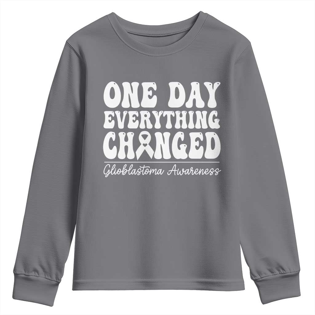 Glioblastoma Awareness Youth Sweatshirt Fight Brain Tumor Cure Groovy