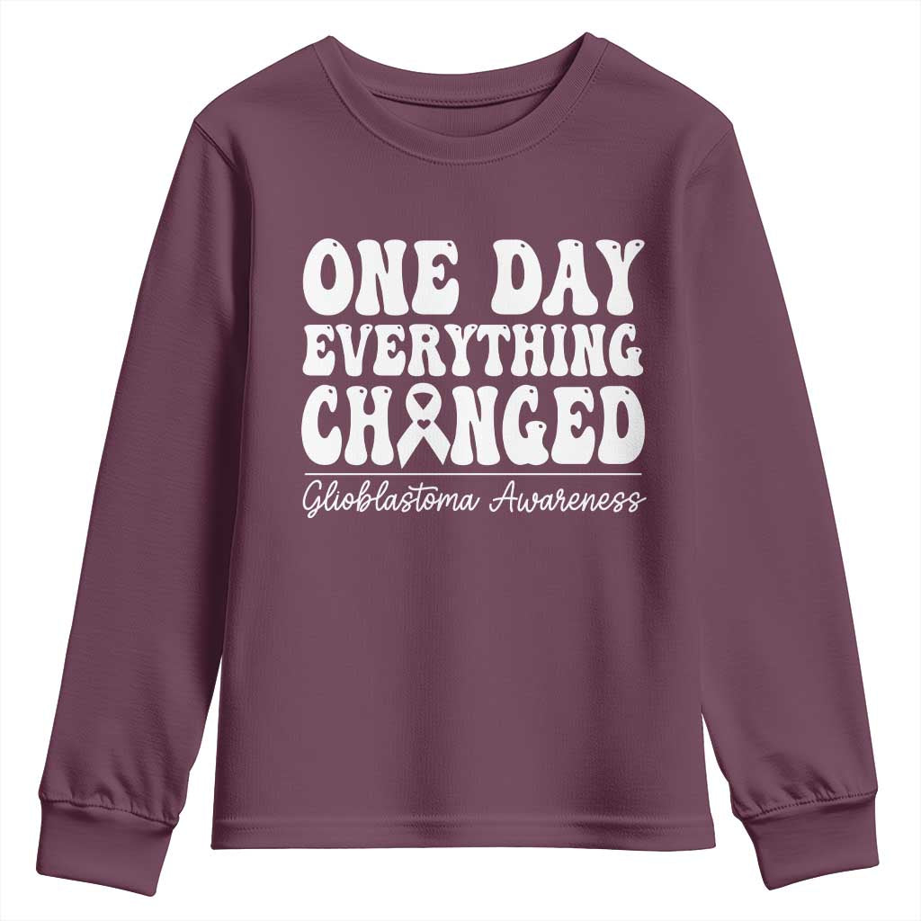 Glioblastoma Awareness Youth Sweatshirt Fight Brain Tumor Cure Groovy