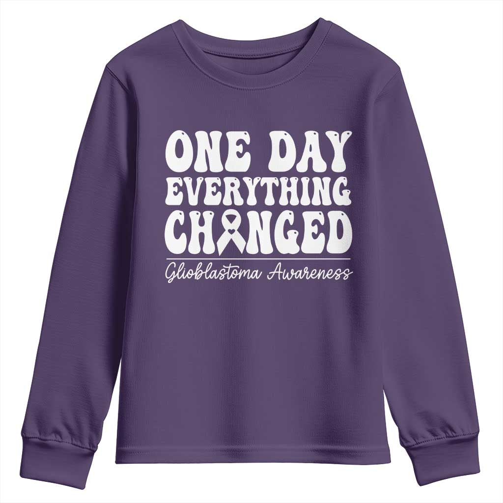 Glioblastoma Awareness Youth Sweatshirt Fight Brain Tumor Cure Groovy