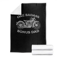 One Badass Bonus Dad Throw Blanket Funny Stepdad Motorcycle Graphic Mens Biker