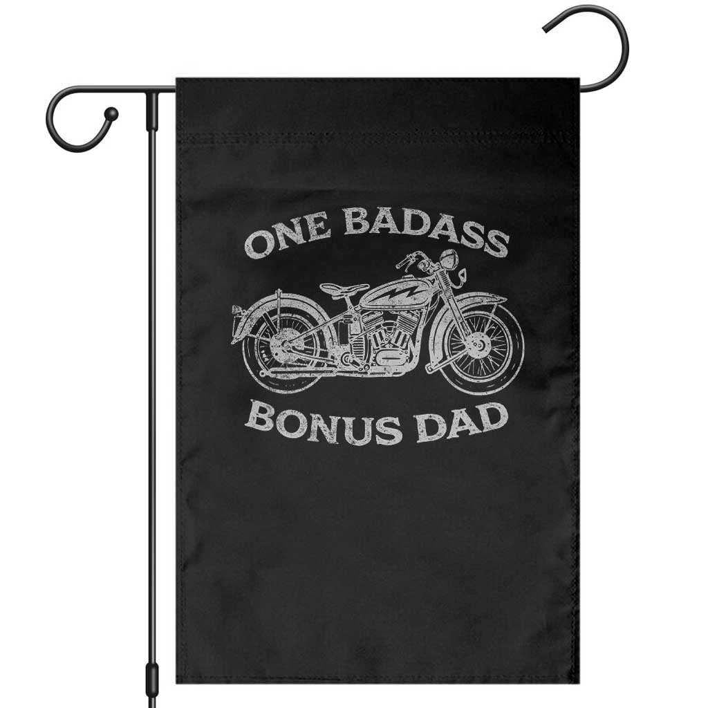 One Badass Bonus Dad Garden Flag Funny Stepdad Motorcycle Graphic Mens Biker