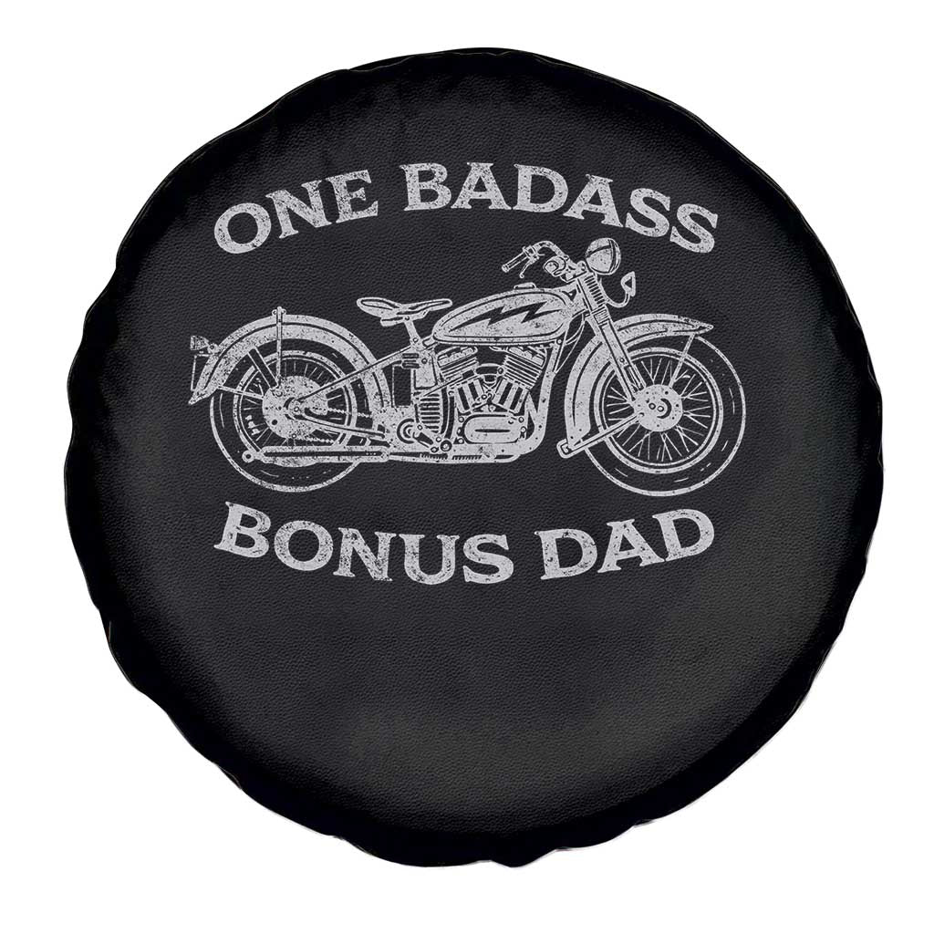 One Badass Bonus Dad Spare Tire Cover Funny Stepdad Motorcycle Graphic Mens Biker