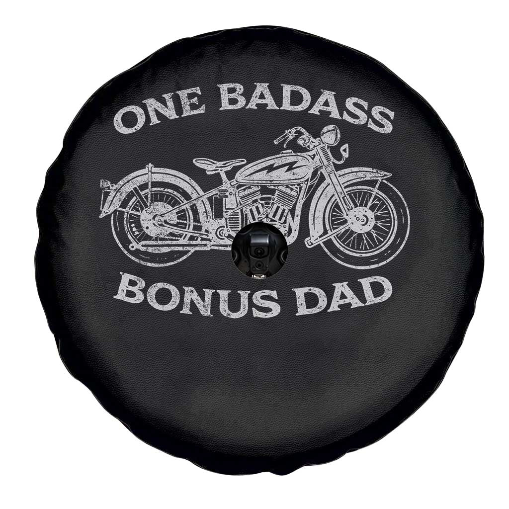 One Badass Bonus Dad Spare Tire Cover Funny Stepdad Motorcycle Graphic Mens Biker