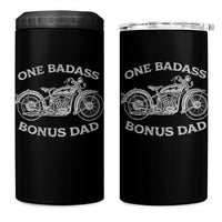 One Badass Bonus Dad 4 in 1 Can Cooler Tumbler Funny Stepdad Motorcycle Graphic Mens Biker